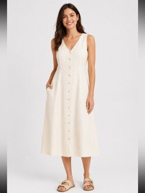 Universal Thread Linen Blend Button-Front Dress